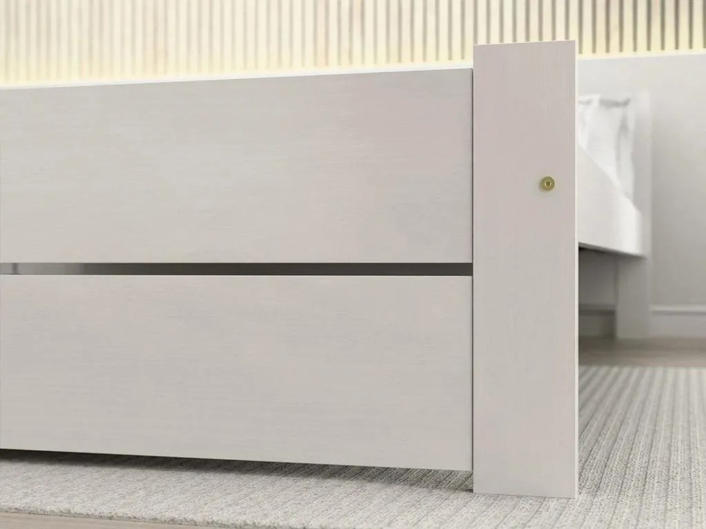Łóżko IKAROS DOUBLE 80 x 200 cm, białe Stelaż: Ze stelażem listwowym rolowanym, Materac: Materac Deluxe 10 cm