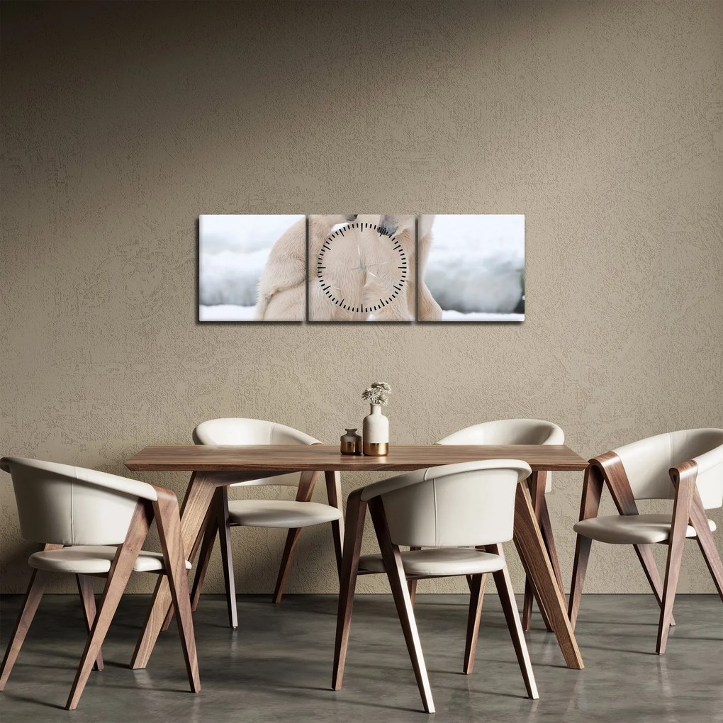 Obraz - Niedźwiedzie polarne (z zegarem) (90x30 cm)