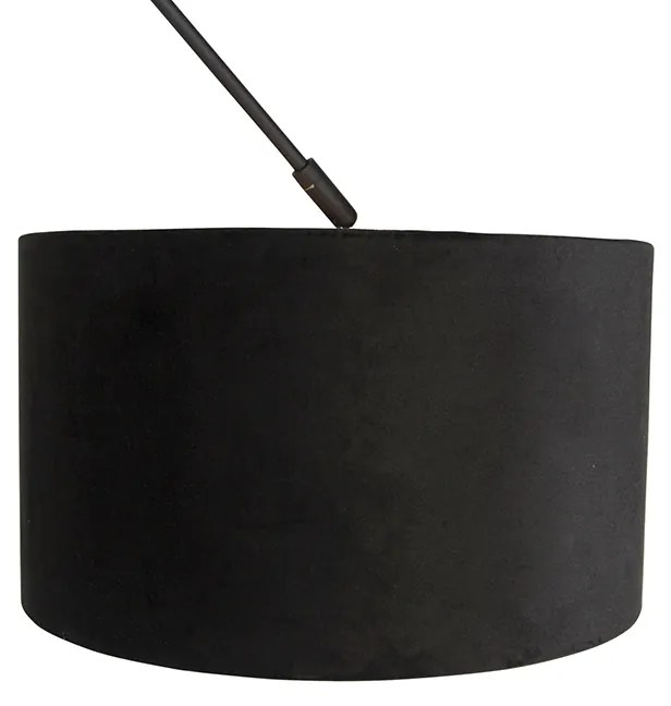 Lampa wisząca czarna z abażurem z czarnego aksamitu ze złotem 35 cm - Blitz Nowoczesny Oswietlenie wewnetrzne
