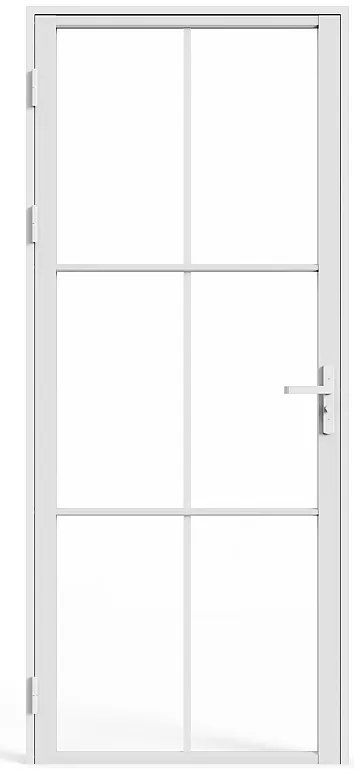 Odwracalne drzwi  z aluminium i szkła hartowanego – Wys. 204 x Szer. 83 cm – Białe – SEROTO