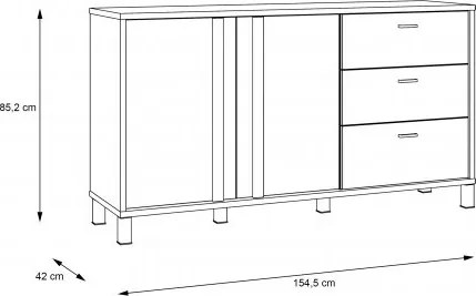 Dwudrzwiowa komoda z 3 szufladami Hayato 231