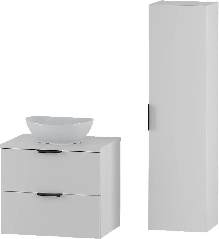 Biały Zestaw do Łazienki 60cm Szafka z Blatem Umywalka Pile