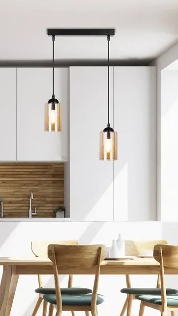 Lampa wisząca na listwie z dwoma szklanymi kloszami - 4X V139 S0-A46