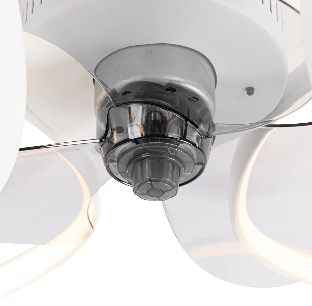 Biały Wentylator sufitowy z lampą 55 cm z LED z możliwością ściemniania i pilotem - MandyDesignerski Oswietlenie wewnetrzne