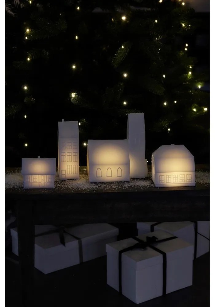 Biała dekoracja świetlna na baterie Copenhagen Half-Timbered House – Sirius