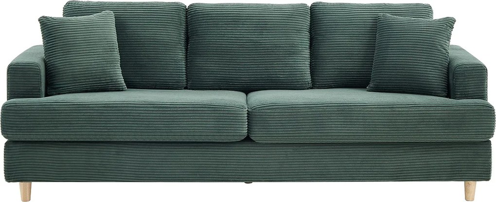 Kanapa 3-osobowa z zielonego weluru sztruksowego YOCABA