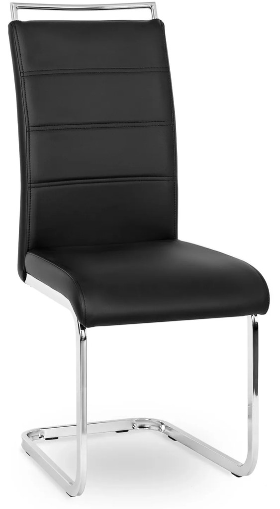 Krzesło Tapicerowane do Jadalni LOCA Czarne Na Płozach Ekoskóra Nowoczesne