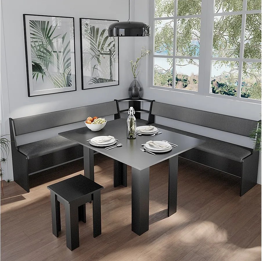 Grupa ławek narożnych czarny 210x210x80 roman