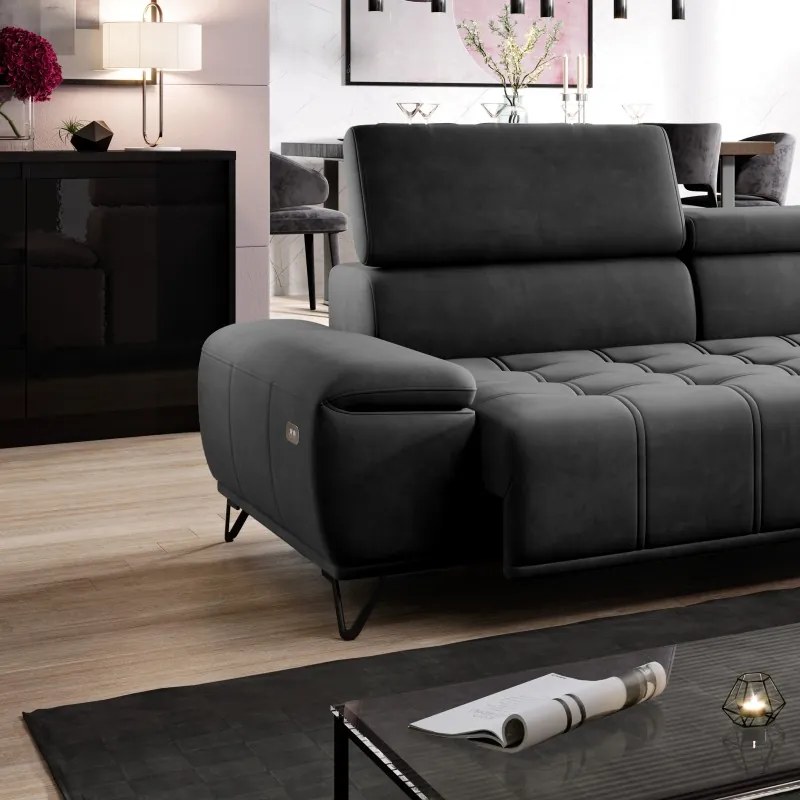 Narożnik PALLADIO MINI z elektryczną regulacją siedziska Prawostronny w tkaninie RIVIERA 97 WERSAL