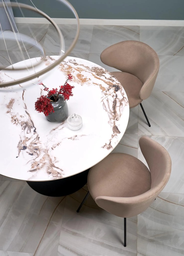 Krzesło do jadalni tapicerowane beżowy mat welur K587