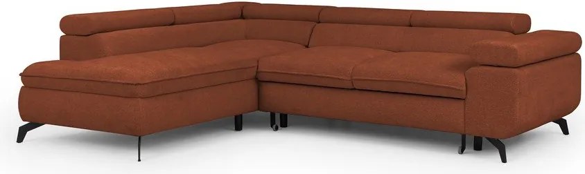 Narożnik z tkaniny szenilowej w kolorze terakoty (lewostronny/w kształcie litery L) Marbeya – Ropez