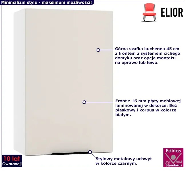 Górna szafka kuchenna 45 cm beż piaskowy - Bixor 27X