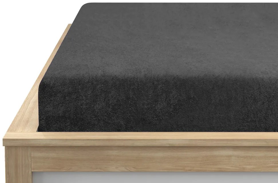 PrzytulneMieszkanie.pl Ekskluzywne prześcieradło frotte ciemnoszare 90 x 200 cm