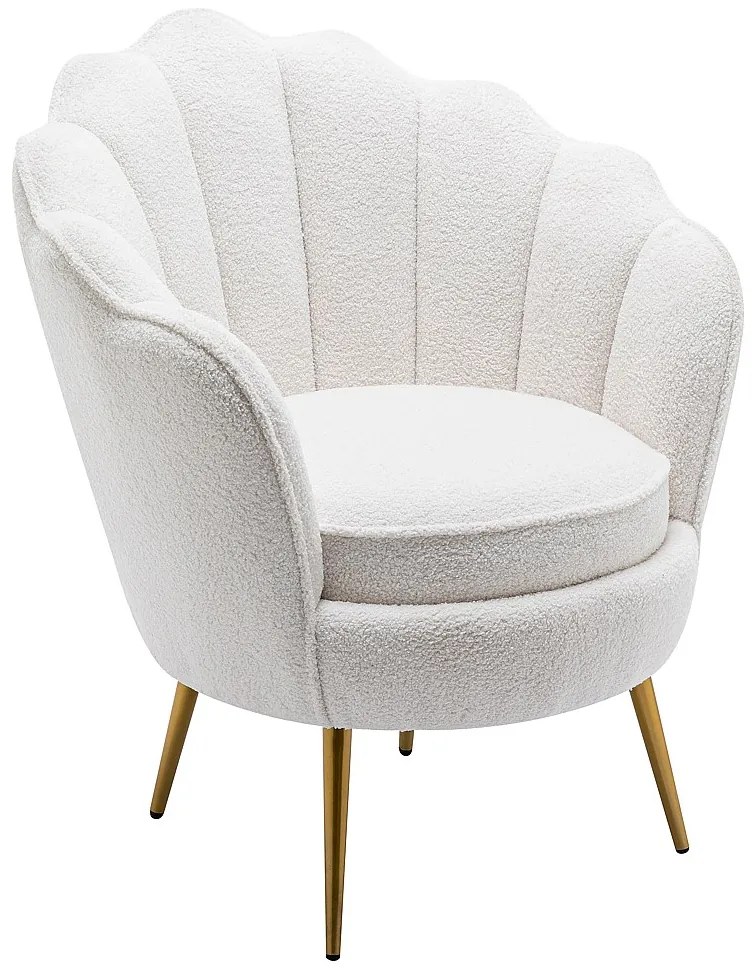 Fotel muszla z białej bukli - LALEA