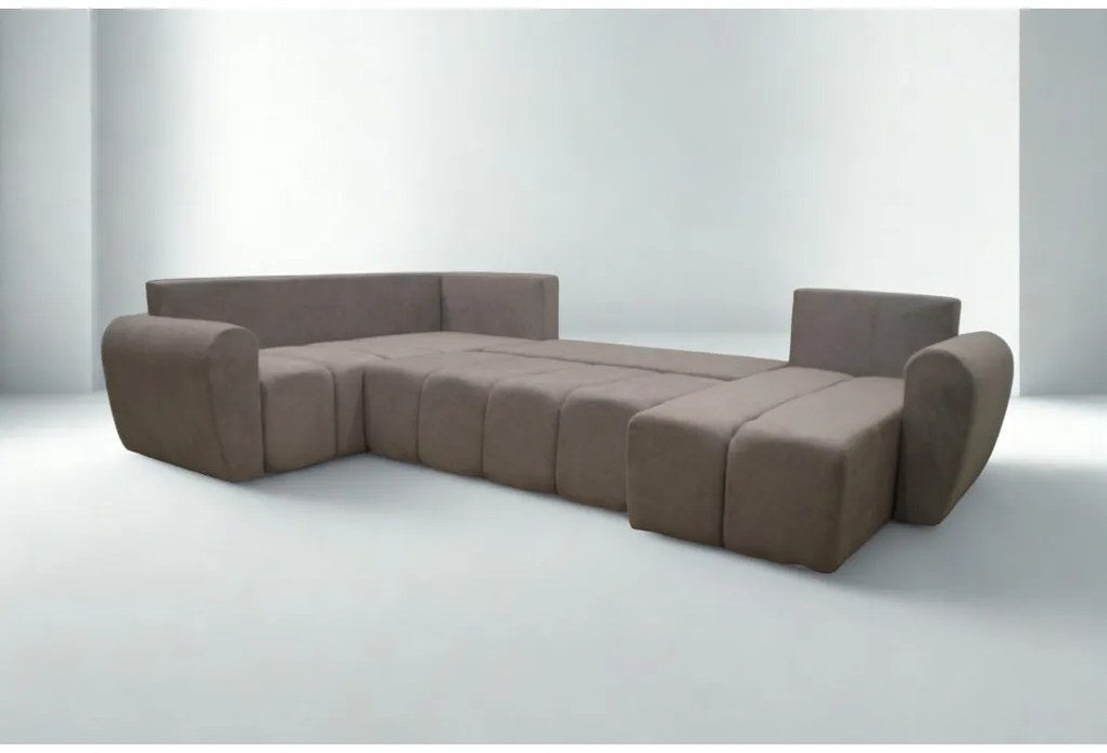 Narożnik w kształcie U, nowoczesny design, Bueno XL, niebieski - Lincoln 77, lewy