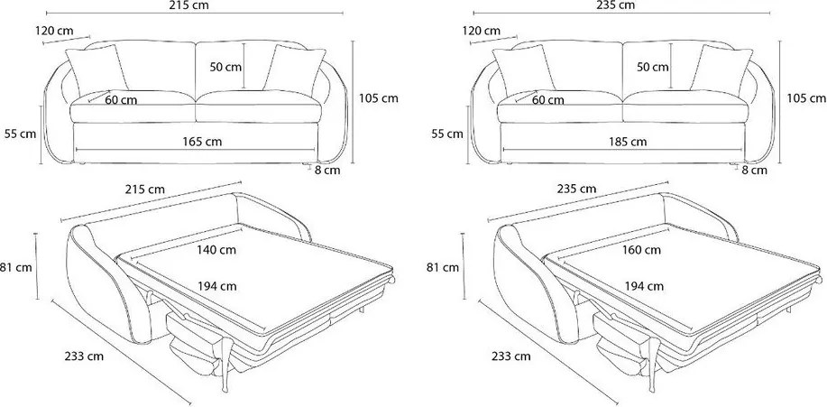 Zielona rozkładana sofa 235 cm Cezanne – Bobochic Paris