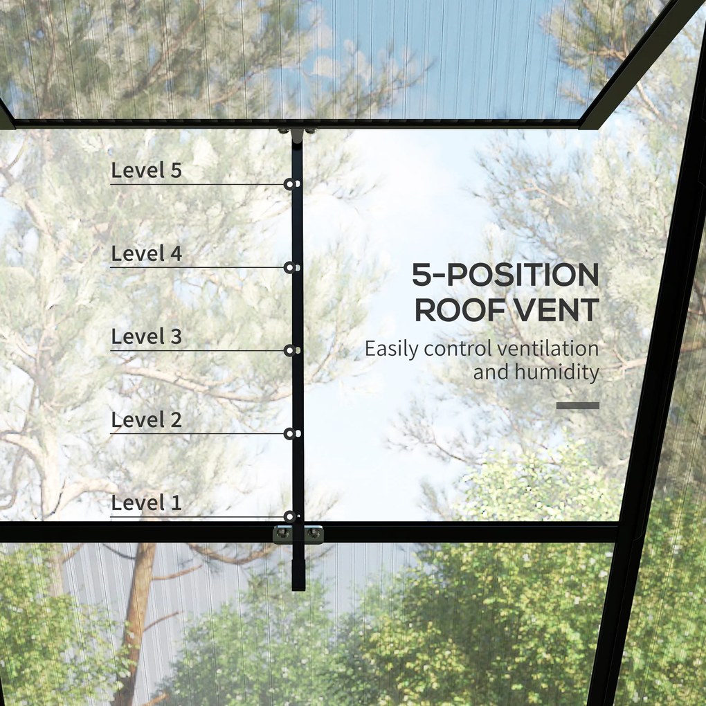 Outsunny Szklarnia Aluminiowa Czarna 192x192x204cm | Aosom PL