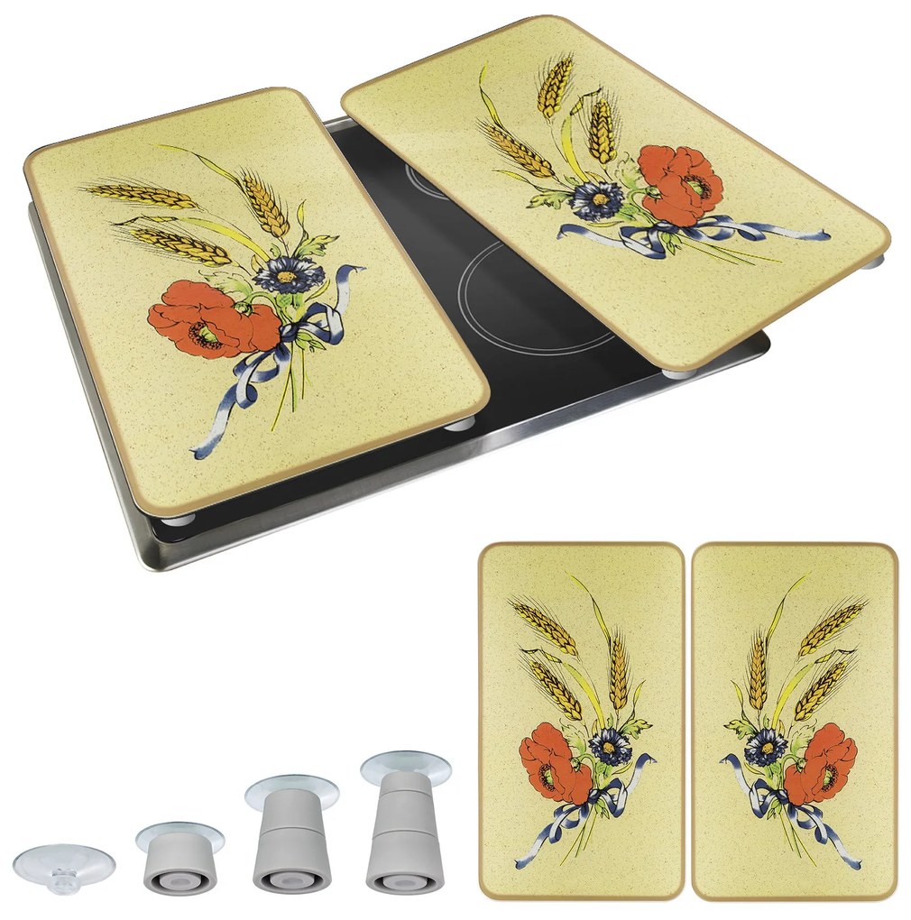 Płyty ochronne na kuchenkę FLOWERS, 2 sztuki, szklane