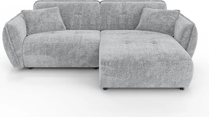Jasnoszary narożnik z tkaniny szenilowej (prawostronny/z szezlongiem) Nelia – Ropez