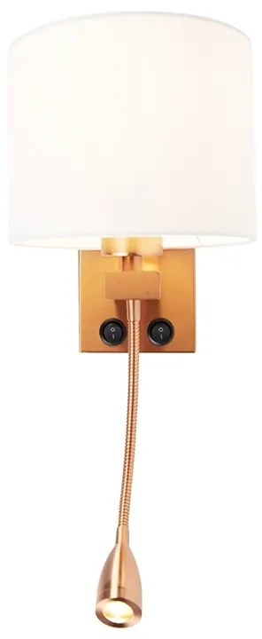 Lampa ścienna w stylu art deco miedziana z białym kloszem - Brescia Nowoczesny Oswietlenie wewnetrzne