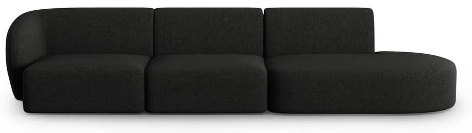 Czarna sofa z tkaniny szenilowej lewostronna 311 cm Paolo – Milo Casa