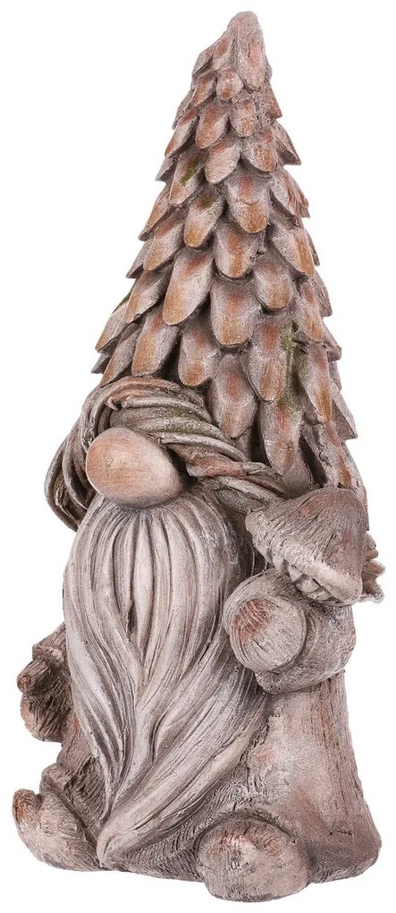 Ogród dekoracja krasnal Grzyb, szary, 25 x 19 x 49cm