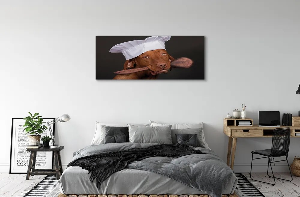 Obraz canvas na ścianę Pies w Czapce Kucharskiej