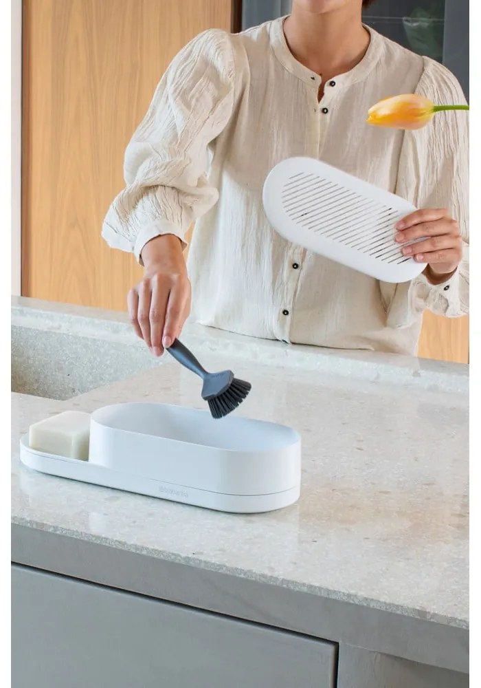Biały plastikowy stojak na akcesoria do mycia naczyń SinkStyle – Brabantia