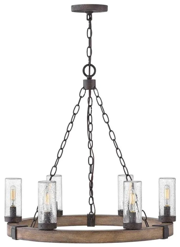Hinkley HK-SAWYER6-SQ - Żyrandol na łańcuchu SAWYER 6xE14/40W/230V, brązowy