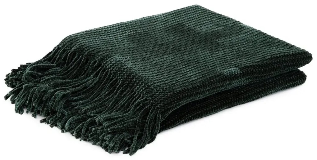 Koc szenilowy CHENILLE zielony 130x170 cm HOMLA