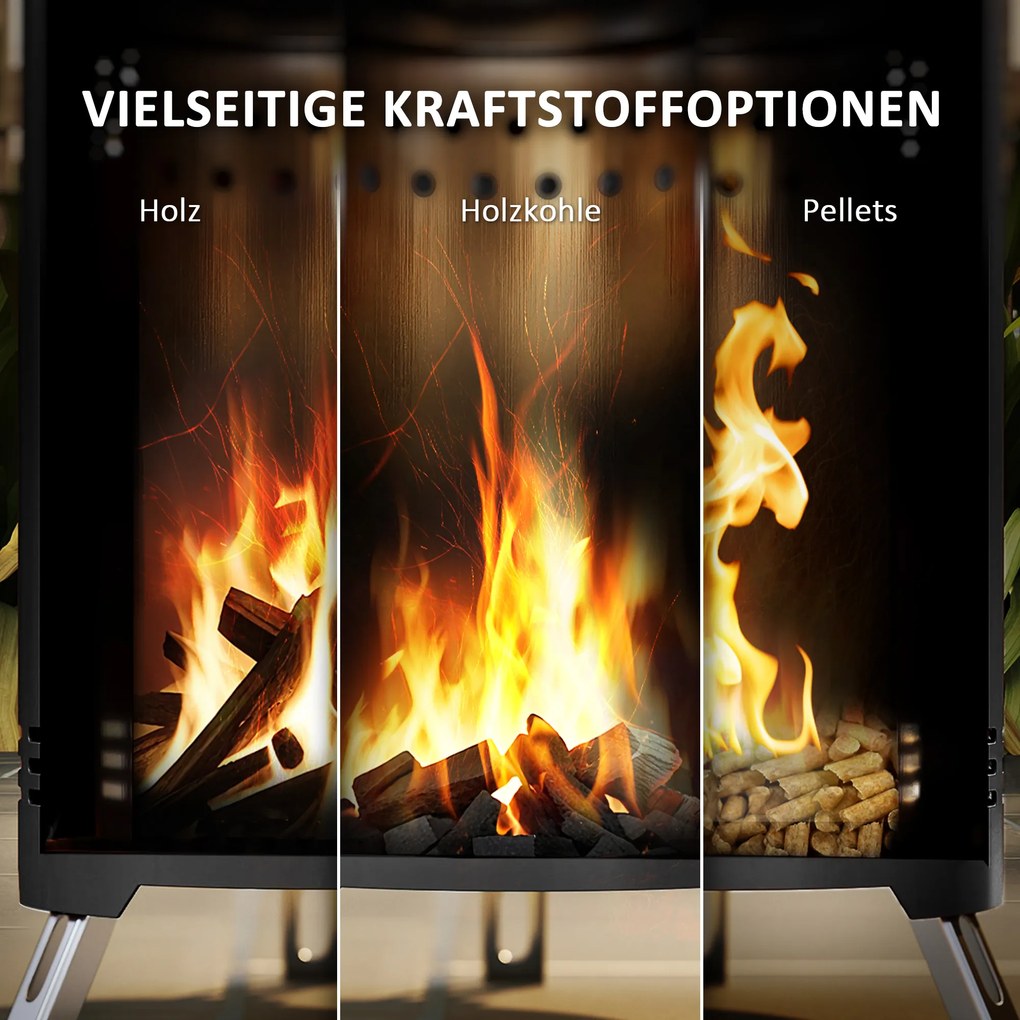 Outsunny Bezdymna miska ogniowa Ø16x25cm ze stali nierdzewnej z szufelką Czarna