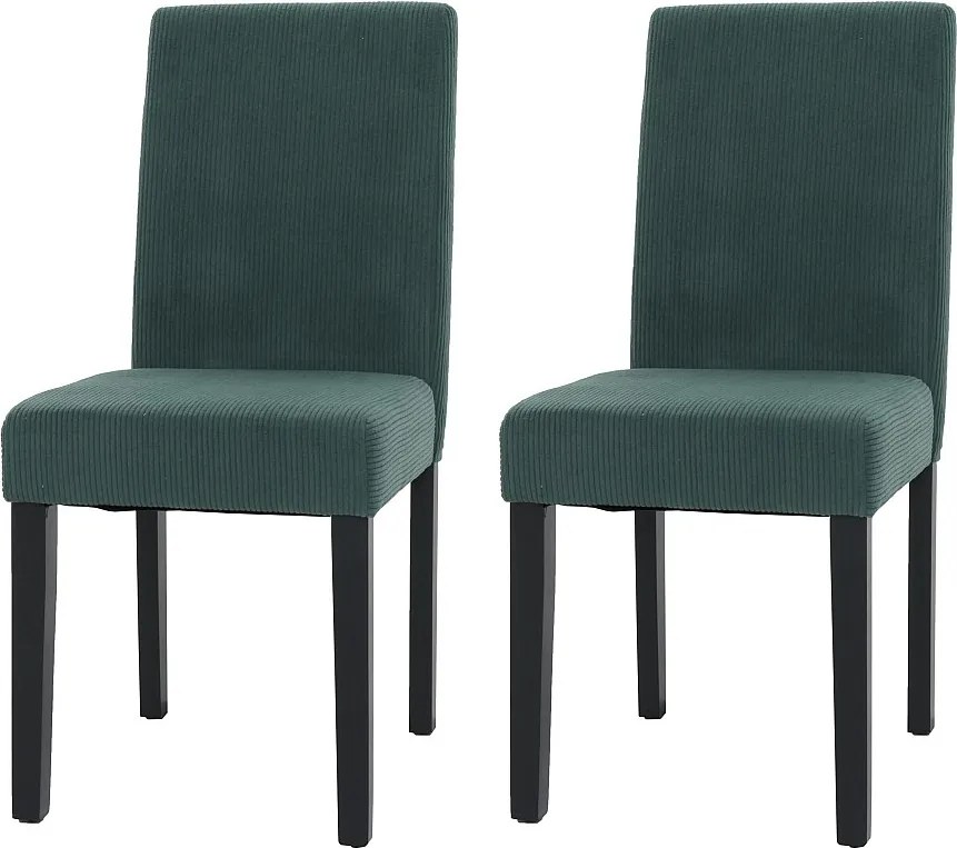 Krzesło do jadalni Littau Cord (zestaw 2 sztuk),  zielony, ciemne nogi