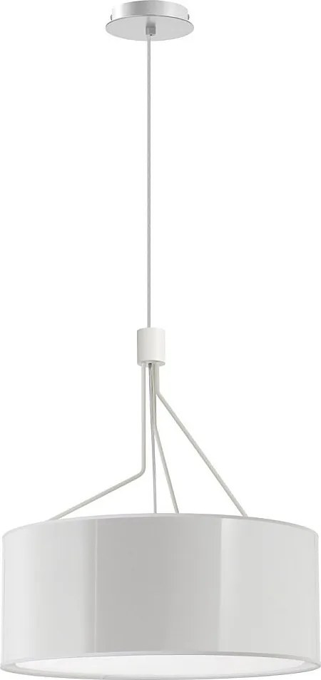 Lampa sufitowa DIAGONAL styl nowoczesny - wys. 150 cm - 3x E27 13W - klosz z tworzywa sztucznego ø50 cm - stalowo-bia?y - IP20 - wewn?trzna
