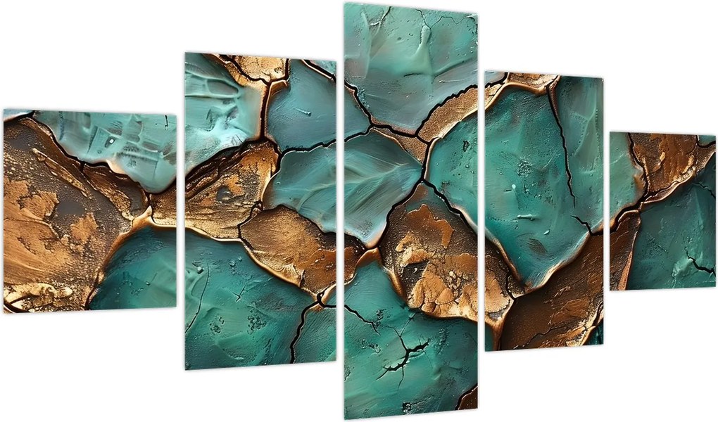 Obraz - Zielono-złoty obraz (125x70 cm)