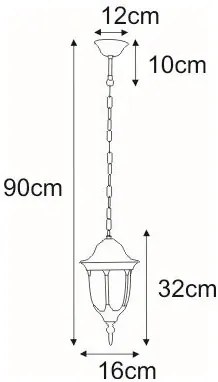 Czarno-złota lampa wisząca na taras w stylu retro- S324-Confucio