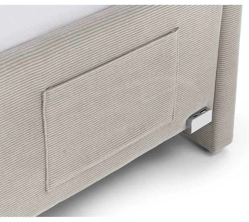 Beżowe tapicerowane narożne łóżko dziecięce ze schowkiem ze stelażem 90x200 cm Cool – Meise Möbel