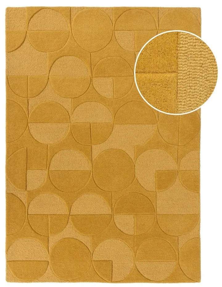 Żółty wełniany dywan Flair Rugs Gigi, 120x170 cm