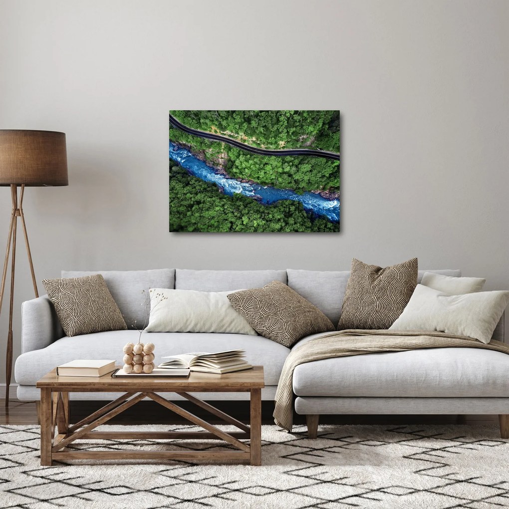 Obraz - Rzeka między górami, Kaukaz, Rosja (70x50 cm)