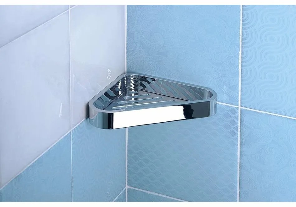 GEDY 3283 Smart półka narożna pod prysznic, 17 x 3 x 17 cm, srebrny