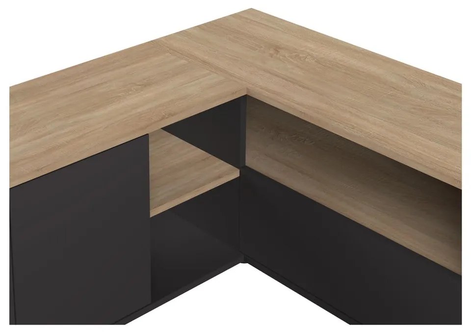 Czarna szafka pod TV w dekorze dębu 90x45 cm Angle – TemaHome