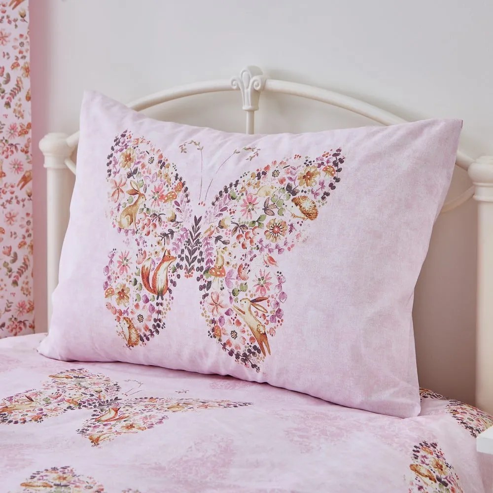 Różowa pościel dziecięca dwuosobowa 200x200 cm Enchanted Butterfly – Catherine Lansfield