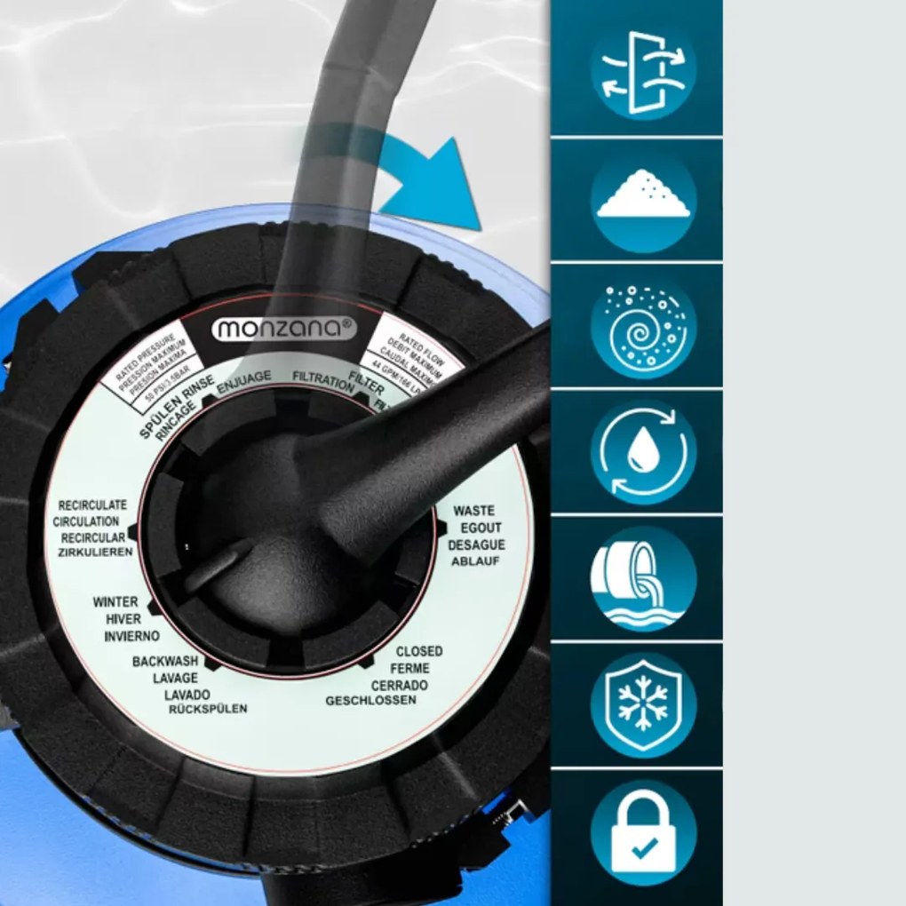 Filtr piaskowy do basenu AQUA, 10 200 l/h, niebieska Jurhan