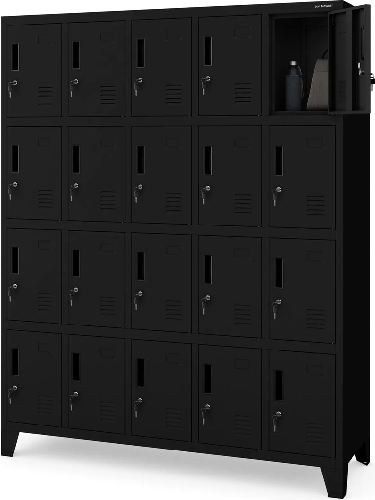 Szafa BHP 20-skrytkowa 136x45x172 cm Robert, czarna