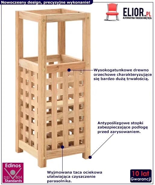 Stojak na parasole z litego drewna orzechowego N8-R23