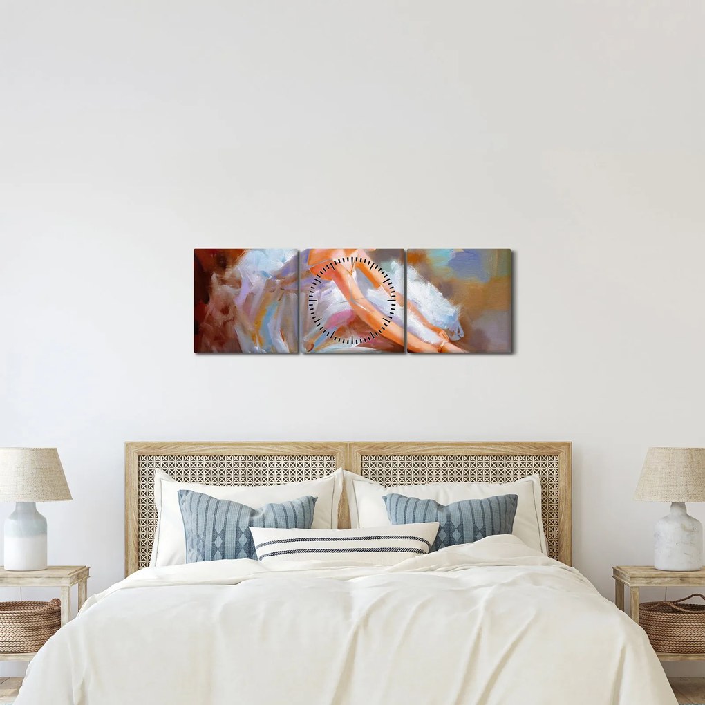 Obraz - Balerina (z zegarem) (90x30 cm)