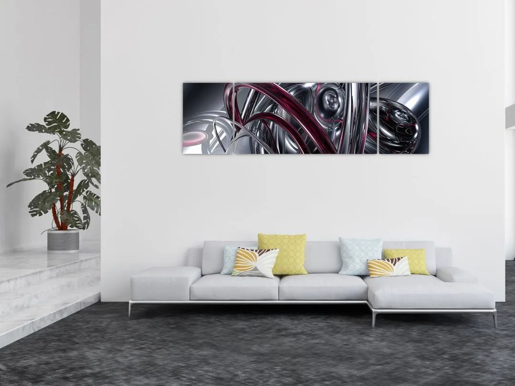 Obraz szarej abstrakcji (170x50 cm)