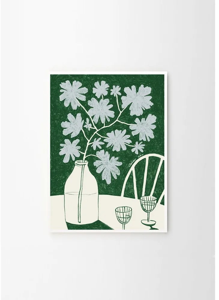 Plakat 30x40 cm Blue Flowers &amp; Red Wine – The Poster Club