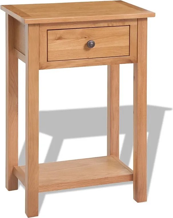 Konsola z litego dębu 50x32x75 cm z szufladą, styl rustykalny i kompaktowy design, w zestawie mocowanie ścienne