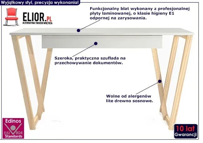 Białe biurko młodzieżowe Eterna