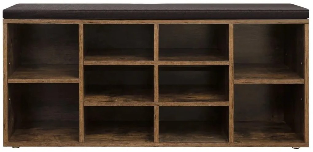 Szafka na buty z ławką TAYLOR 104x30x48 cm, brąz rustykalny